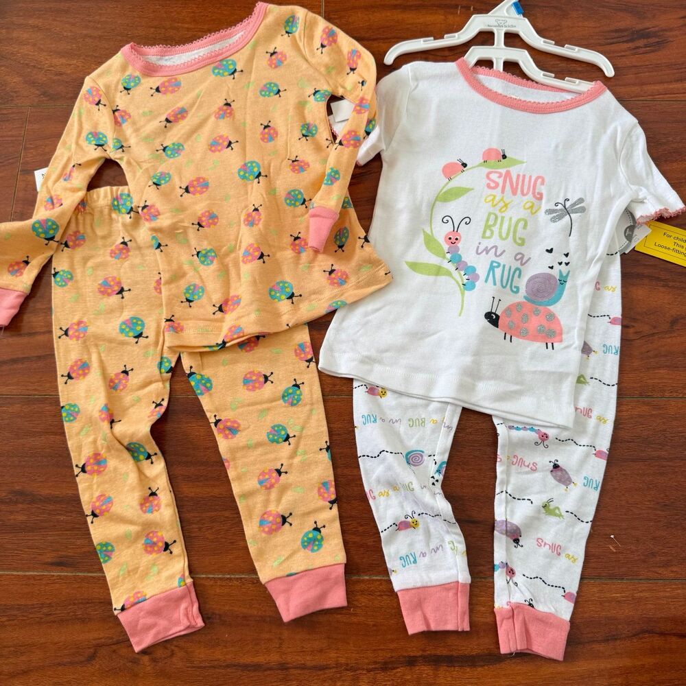 Set of 2 Koala Kids Orange White Pajama Sets 24m